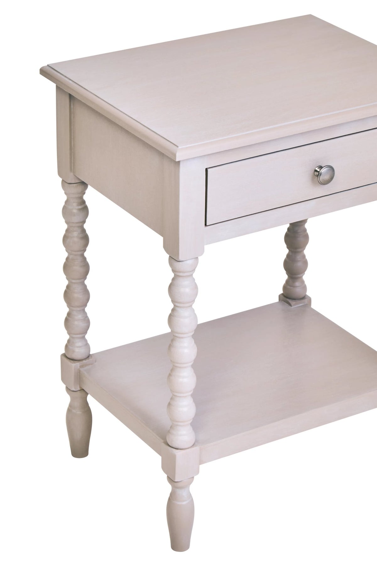 Savoy One Drawer Bobble Detail Grey Wooden Side Table
