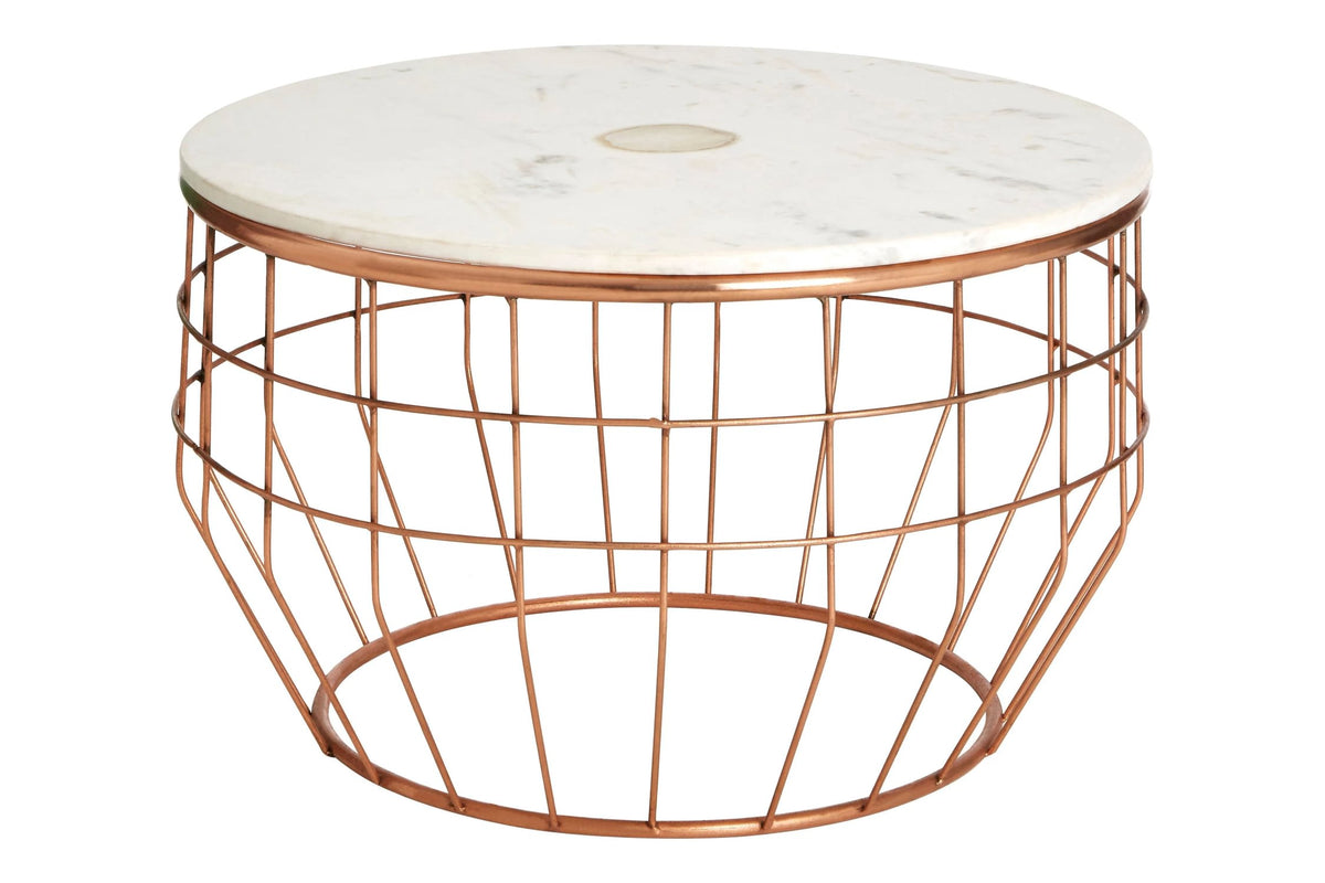 Lichfield White Marble with Agate Round Coffee Table #colour_natural