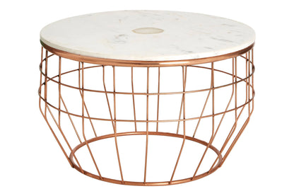 Lichfield White Marble with Agate Round Coffee Table 