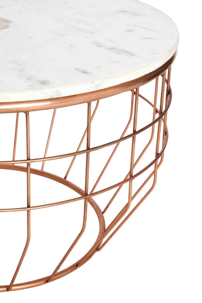 Lichfield White Marble with Agate Round Coffee Table 