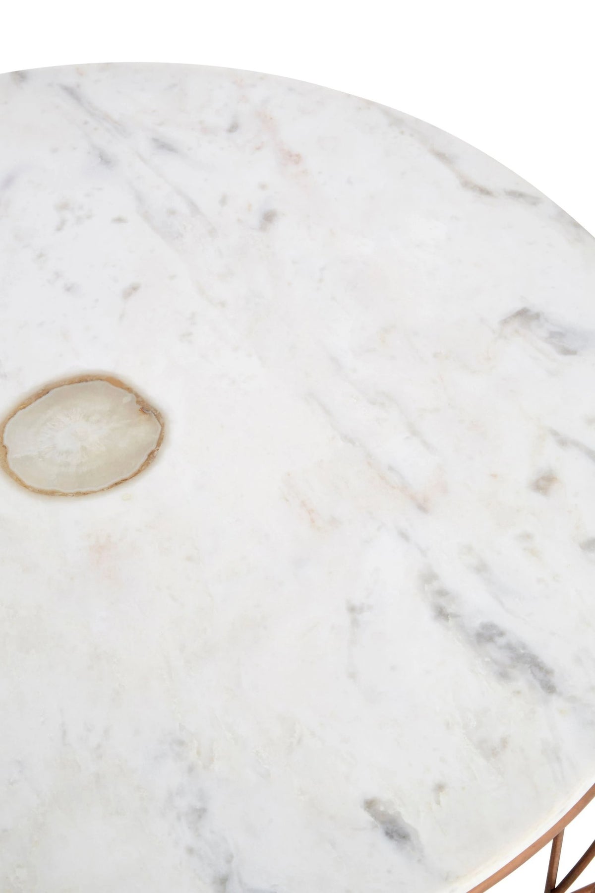 Lichfield White Marble with Agate Round Coffee Table #colour_natural