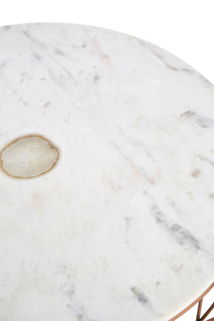 Lichfield White Marble with Agate Round Coffee Table 