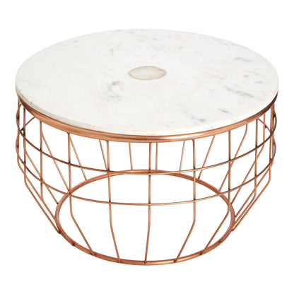 Lichfield White Marble with Agate Round Coffee Table 