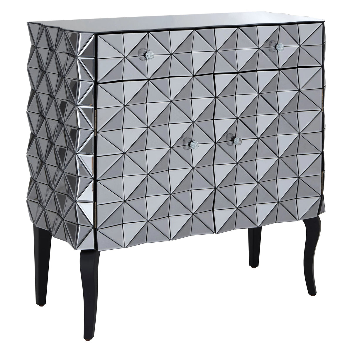 Chester Smoked Faceted Mirror 2 Door Sideboard