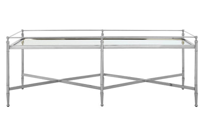 Alford Mirror Top Rectangular Coffee Table with Silver Frame
