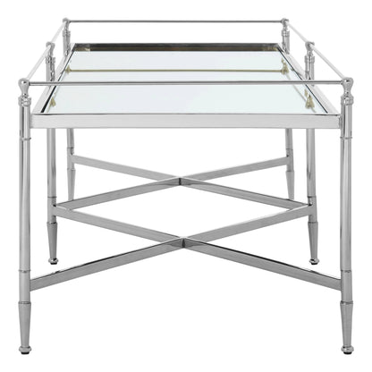 Alford Mirror Top Rectangular Coffee Table with Silver Frame