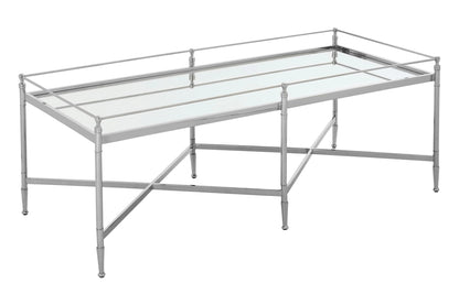 Alford Mirror Top Rectangular Coffee Table with Silver Frame