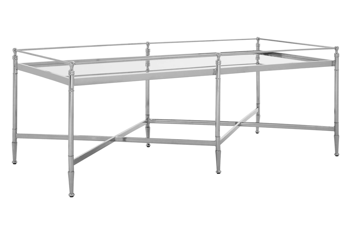 Alford Mirror Top Rectangular Coffee Table with Silver Frame