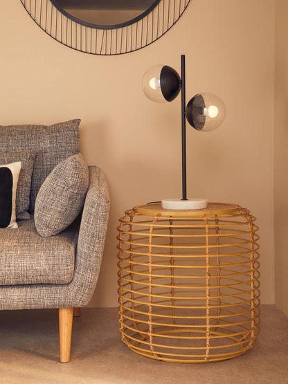 Bath Round Rattan and Antique Gold Side Table