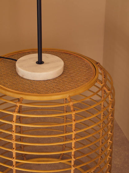 Bath Round Rattan and Antique Gold Side Table