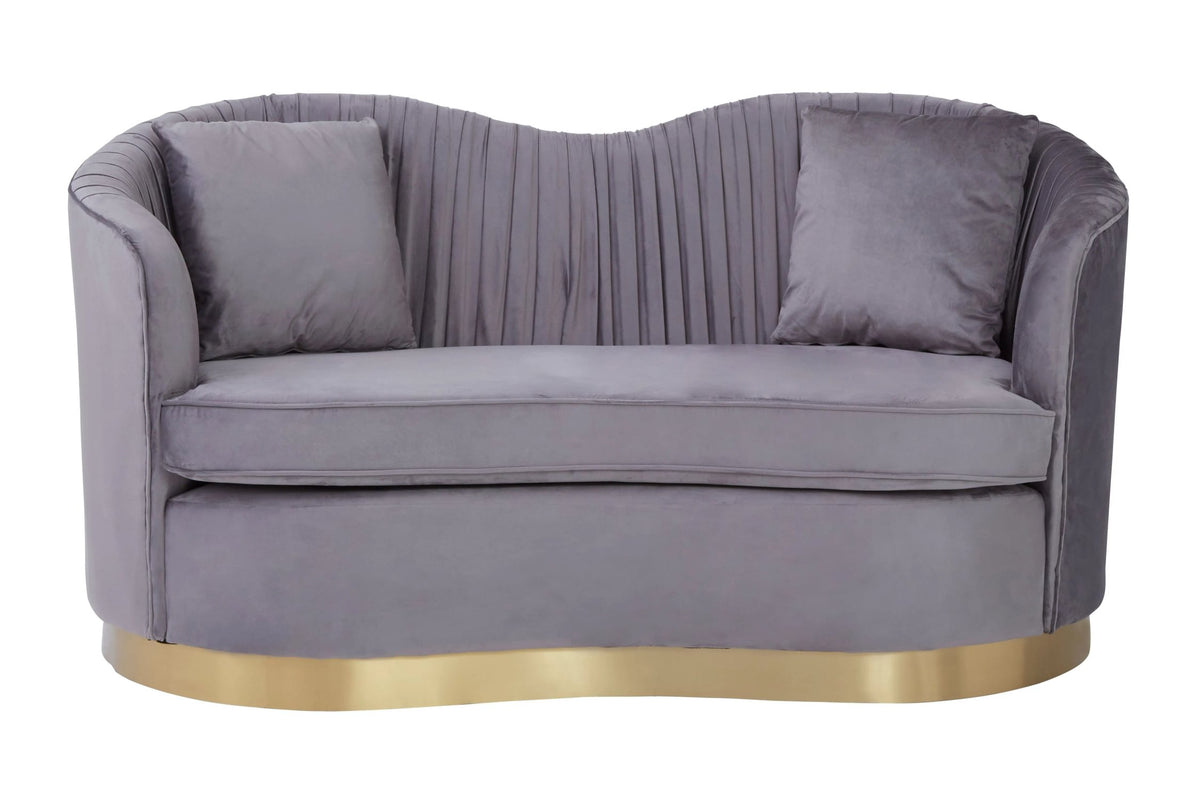 Dover Grey 2 Seat Pleated Velvet Sofa