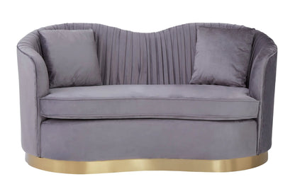 Dover Grey 2 Seat Pleated Velvet Sofa
