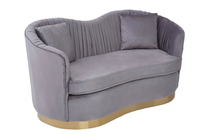 Dover Grey 2 Seat Pleated Velvet Sofa