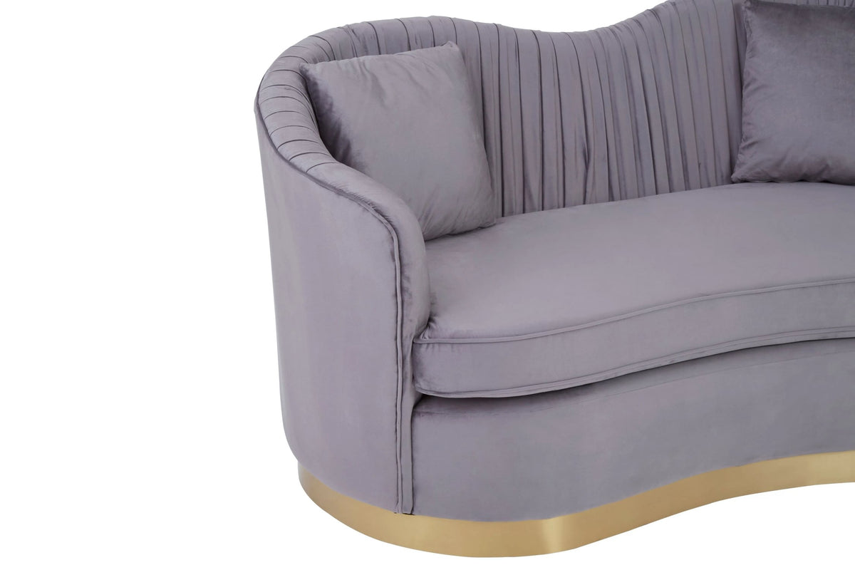 Dover Grey 2 Seat Pleated Velvet Sofa