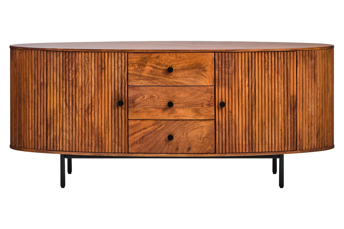 Stirling Two Door Three Drawer Mango Wood Oval Sideboard