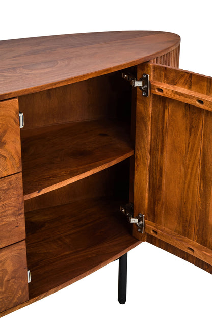 Stirling Two Door Three Drawer Mango Wood Oval Sideboard