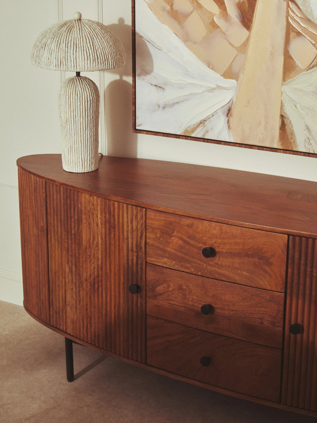 Stirling Two Door Three Drawer Mango Wood Oval Sideboard