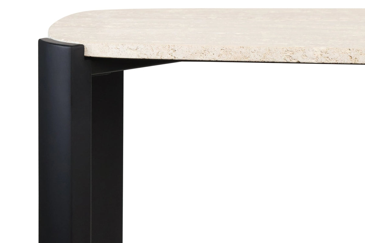 Yarm Travertine Top and Acacia Wood Console Table 
