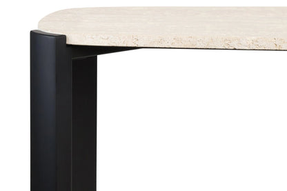 Yarm Travertine Top and Acacia Wood Console Table 