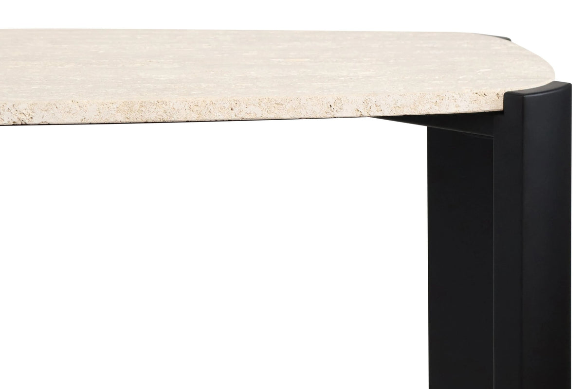 Yarm Travertine Top and Acacia Wood Console Table 