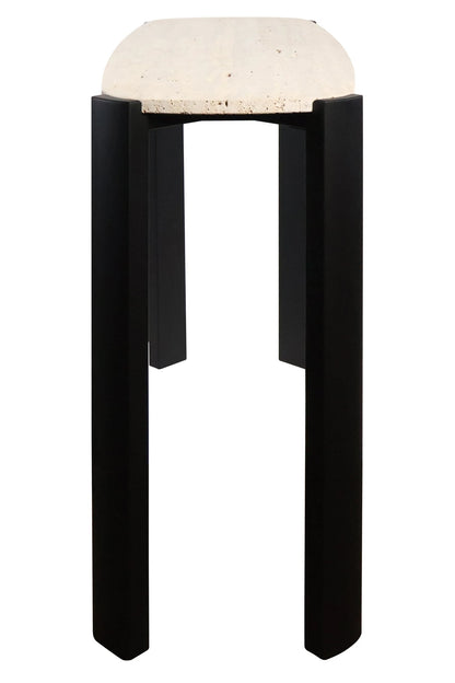 Yarm Travertine Top and Acacia Wood Console Table 