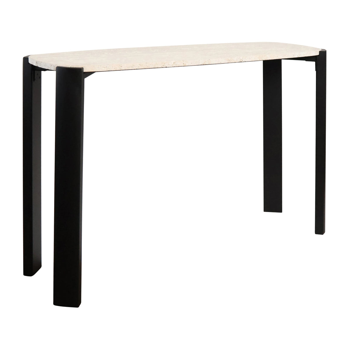 Yarm Travertine Top and Acacia Wood Console Table 