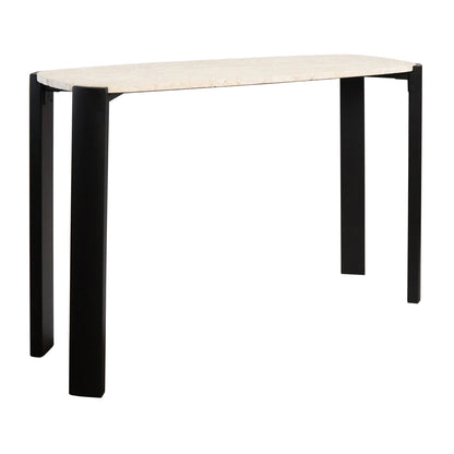 Yarm Travertine Top and Acacia Wood Console Table 
