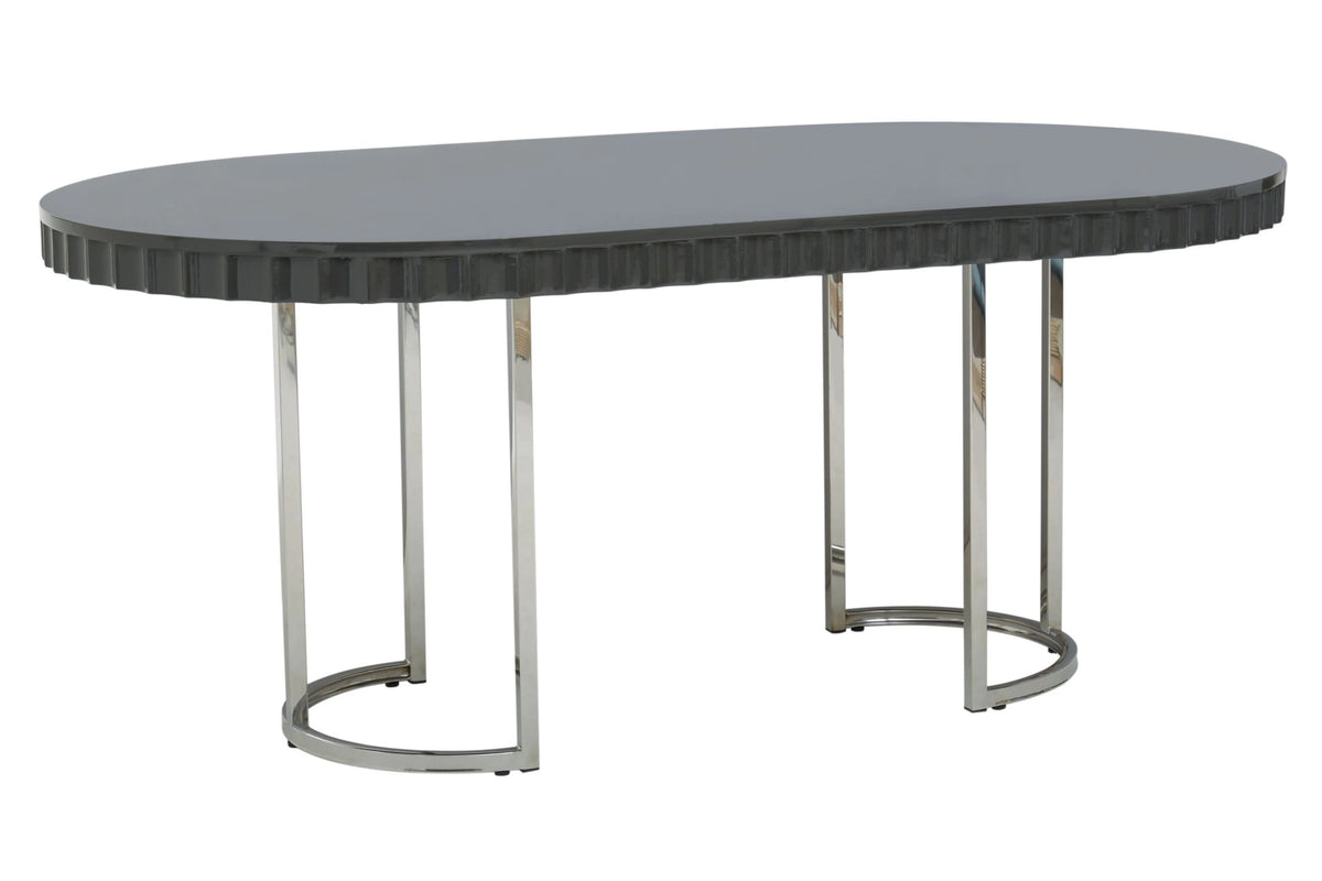 Sandringham Grey Gloss Finish Oval Dining Table