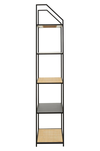 Porto Rattan and Metal Five Tier Shelf Unit