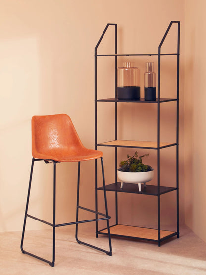 Porto Rattan and Metal Five Tier Shelf Unit
