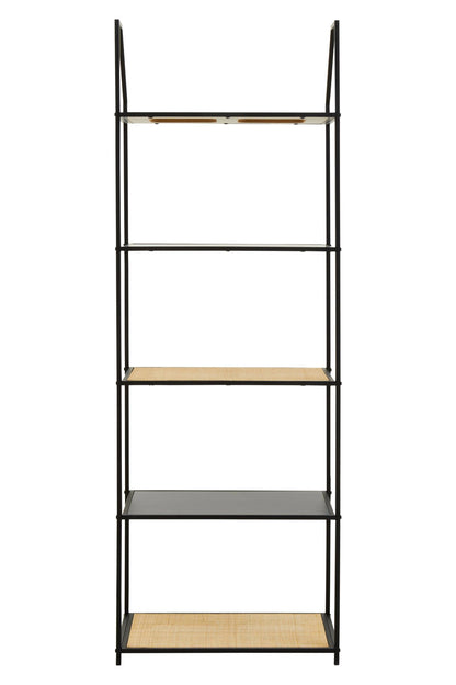 Porto Rattan and Metal Five Tier Shelf Unit