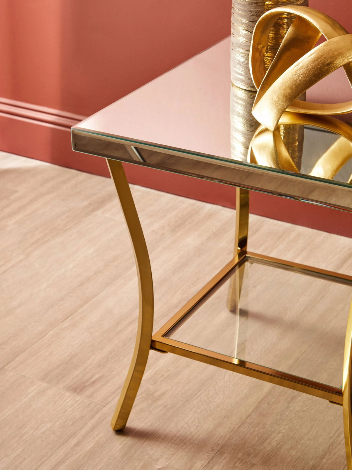 Vienna Mirror Side Table with Gold Legs #colour_mirror