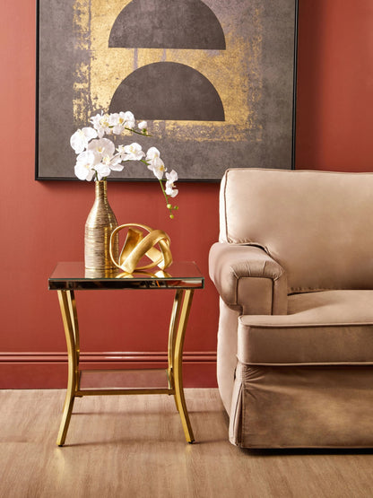 Vienna Mirror Side Table with Gold Legs 