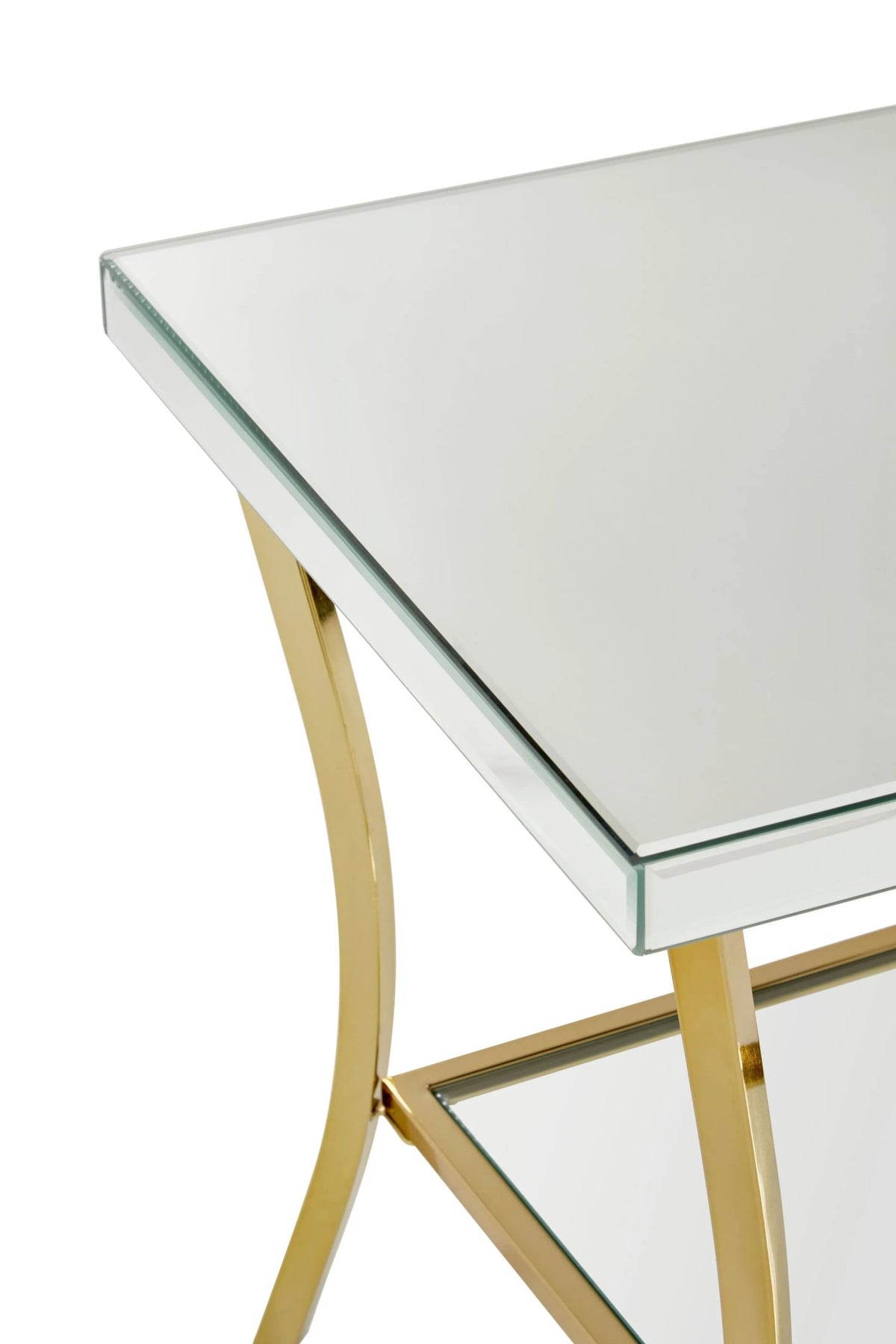 Vienna Mirror Side Table with Gold Legs 