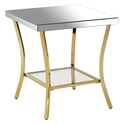 Vienna Mirror Side Table with Gold Legs 