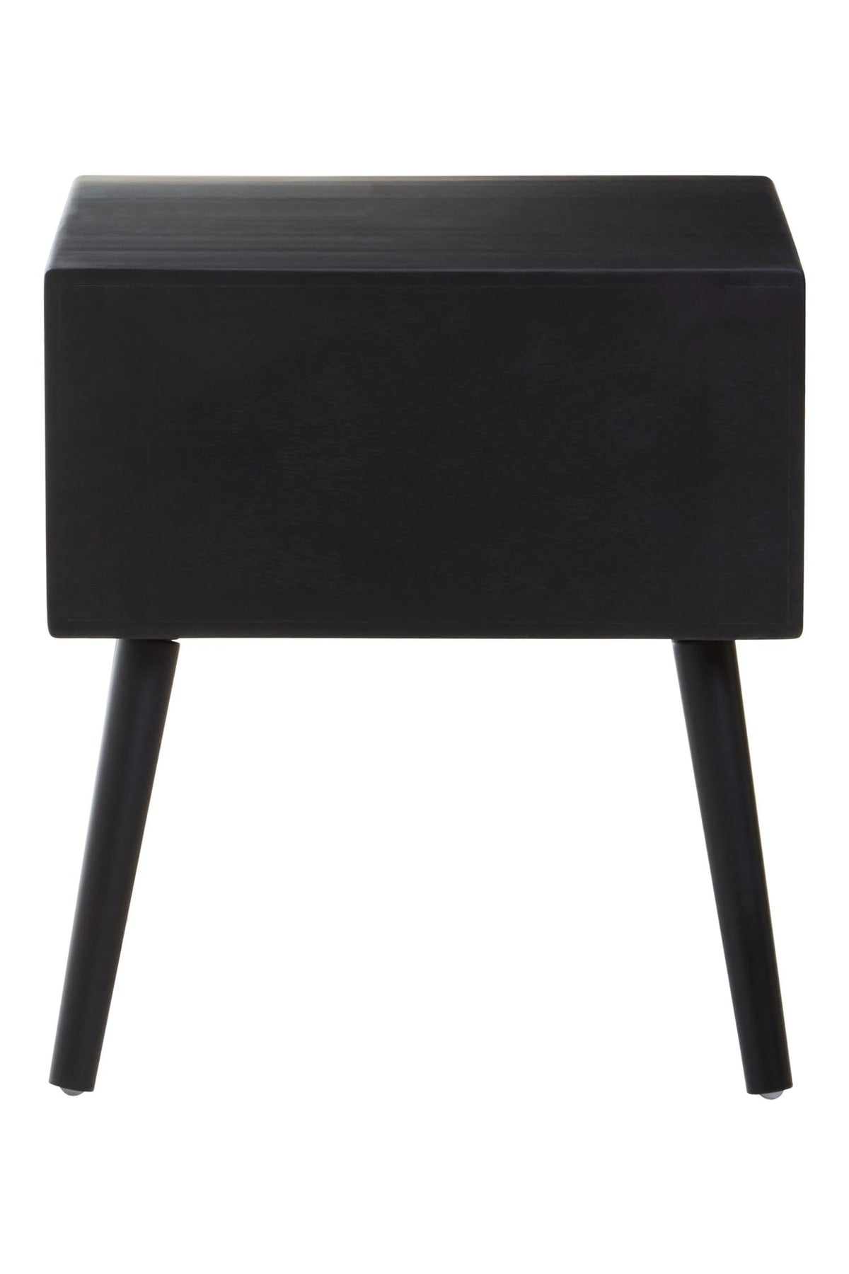 Stirling Black Side Table with Rattan Drawer