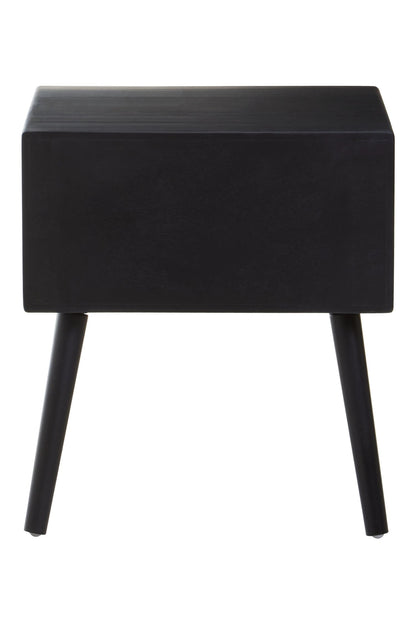 Stirling Black Side Table with Rattan Drawer