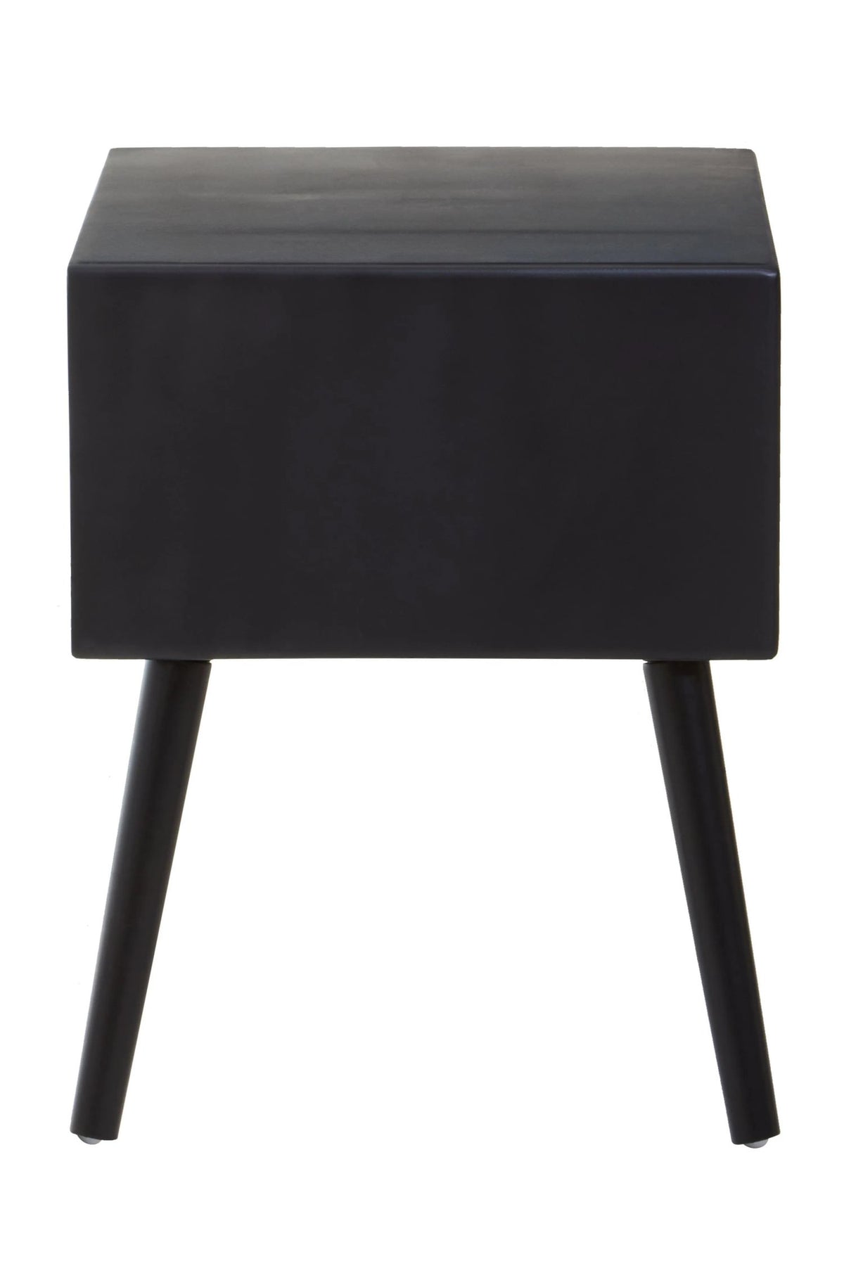 Stirling Black Side Table with Rattan Drawer