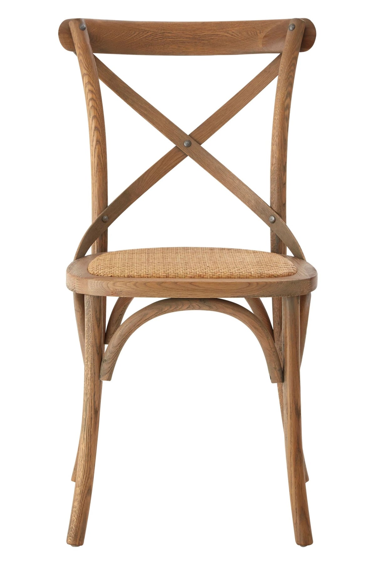 Cannes Grey Oak Wood and Rattan Cross Back Dining Chair