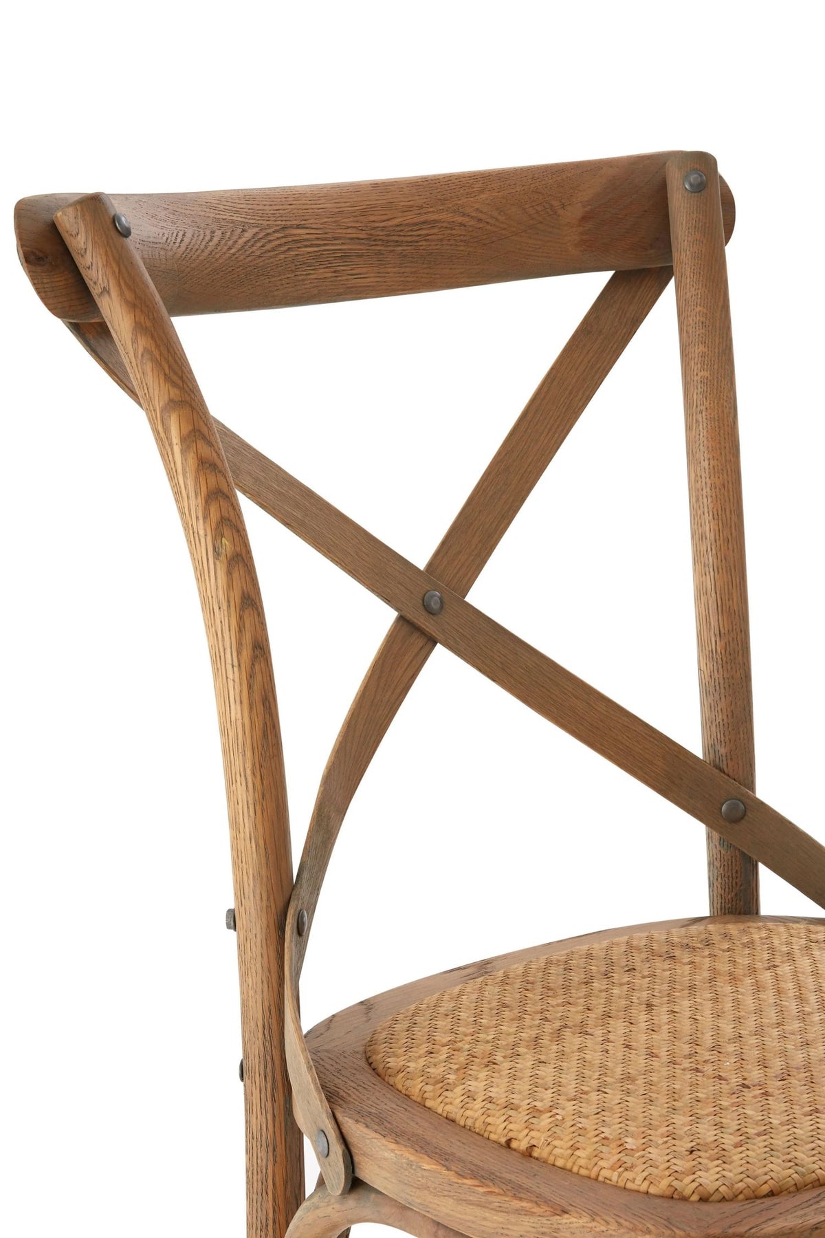 Cannes Grey Oak Wood and Rattan Cross Back Dining Chair
