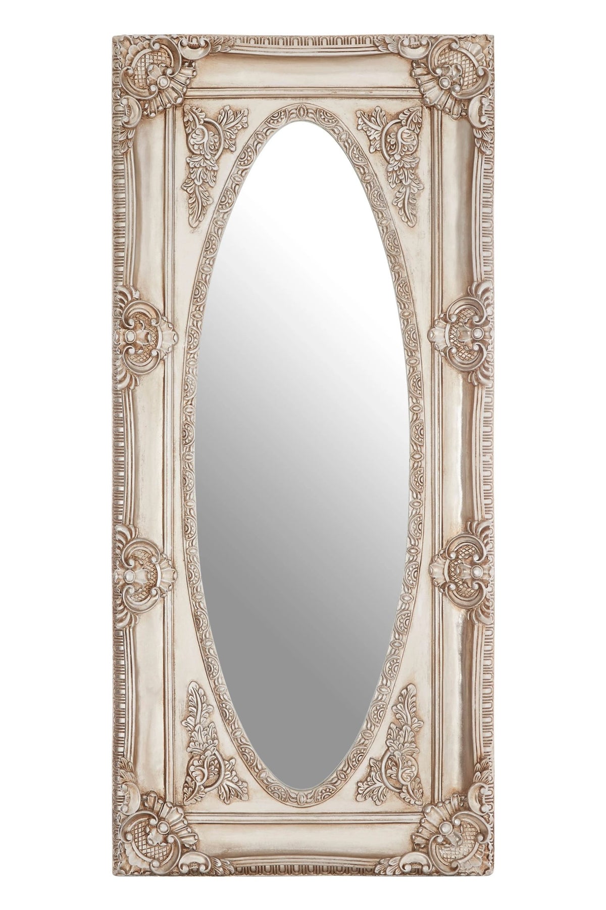 Turin Oval Border Full Length Wall Mirror #colour_champagne
