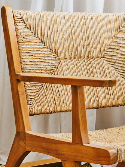 Mayfair Wood and Natural Rattan Armchair