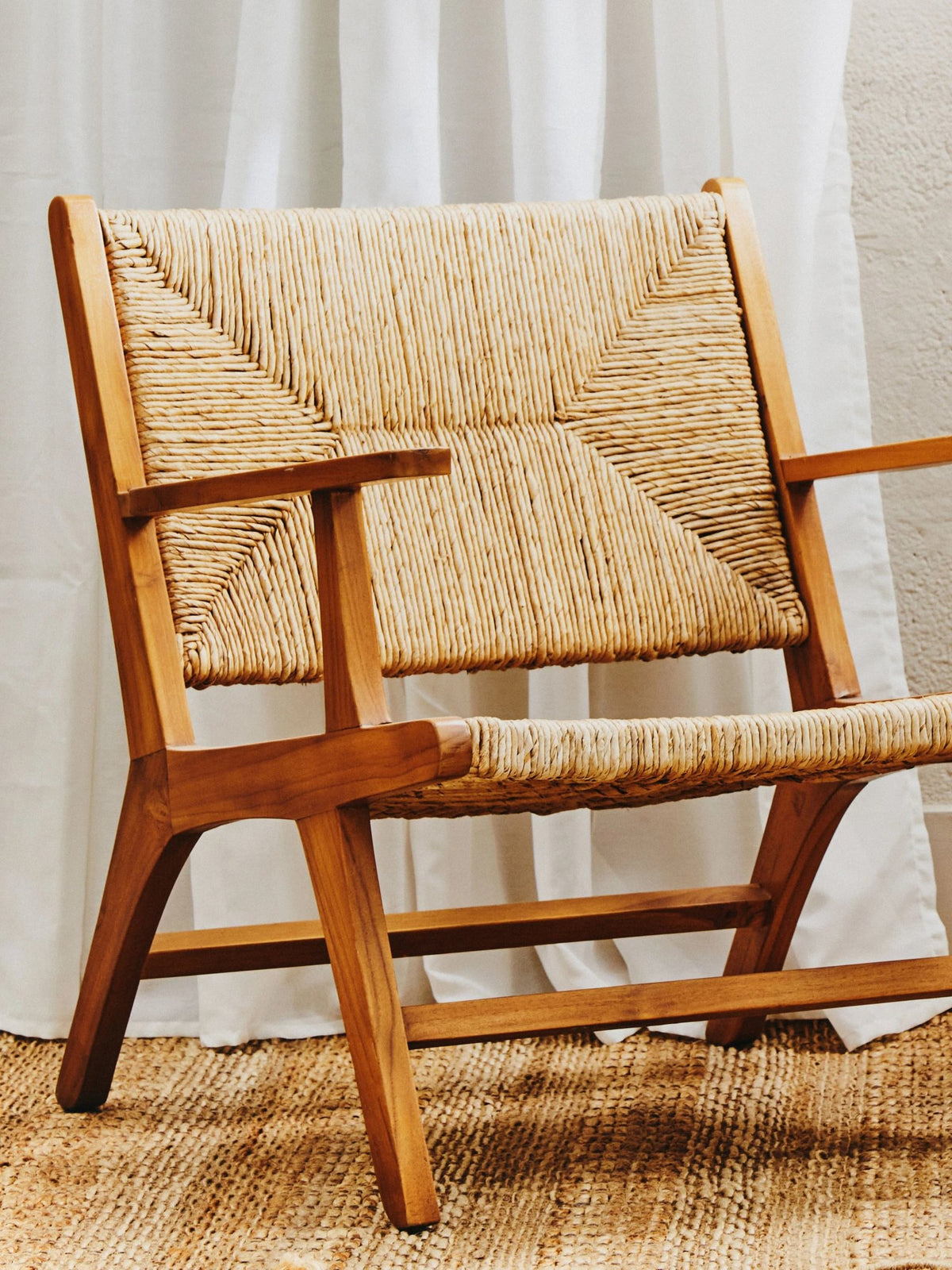 Mayfair Wood and Natural Rattan Armchair