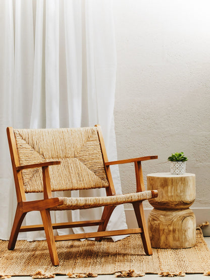 Mayfair Wood and Natural Rattan Armchair