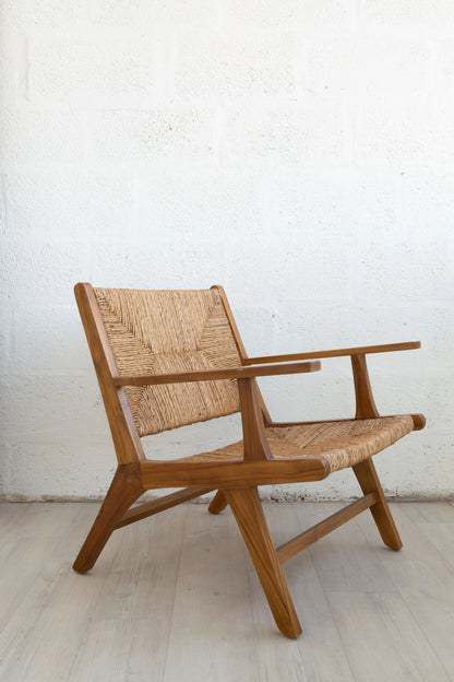 Mayfair Wood and Natural Rattan Armchair