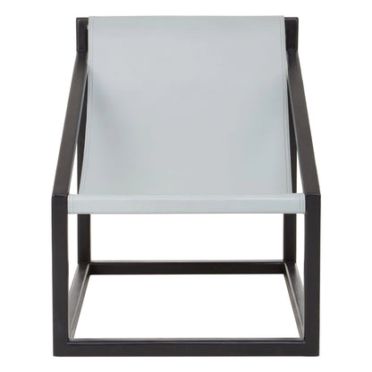 Seville Grey Leather Sling Chair with Black Wooden Frame