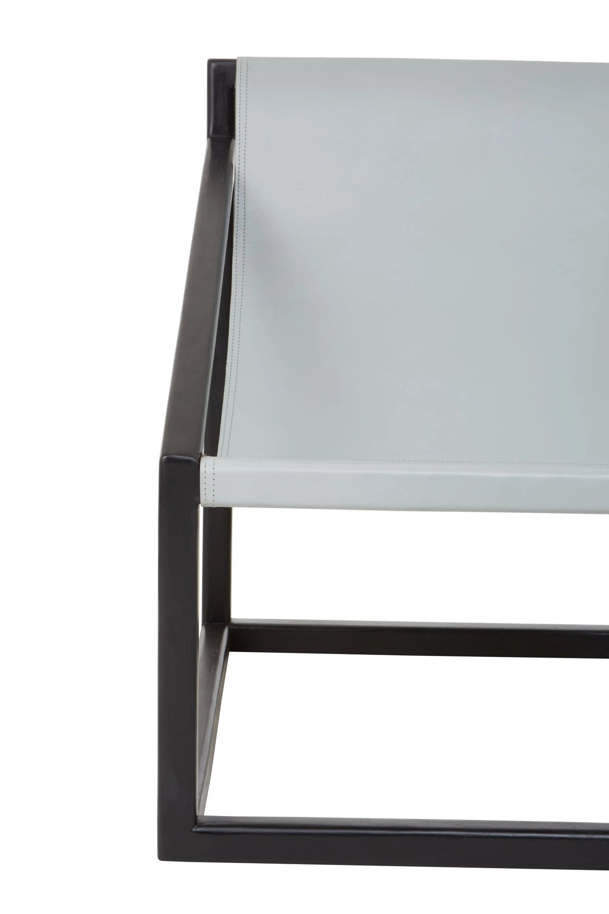 Seville Grey Leather Sling Chair with Black Wooden Frame