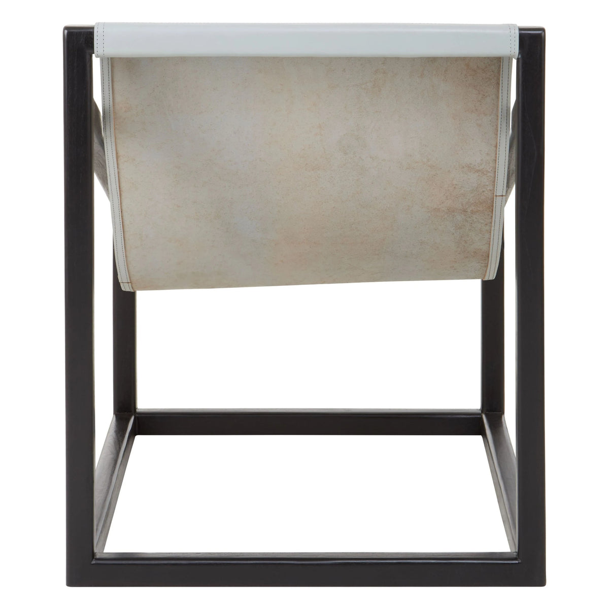 Seville Grey Leather Sling Chair with Black Wooden Frame