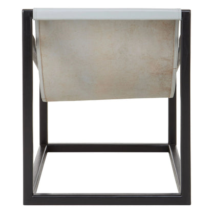 Seville Grey Leather Sling Chair with Black Wooden Frame