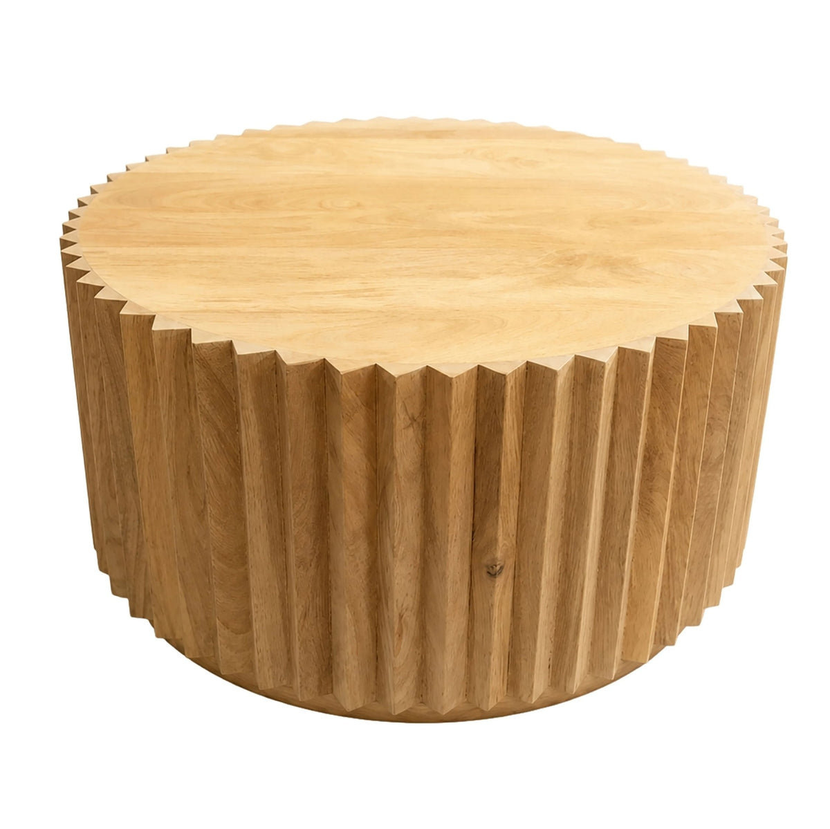 Fakenham Round Mango Wood Carved Ridged Coffee Table